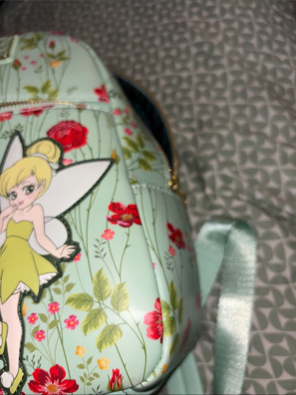 Disney Tinker Bell Floral Mini Backpack - READ DESC *BROKEN /BUSTED TOP ZIPPER* - Picture 13 of 16